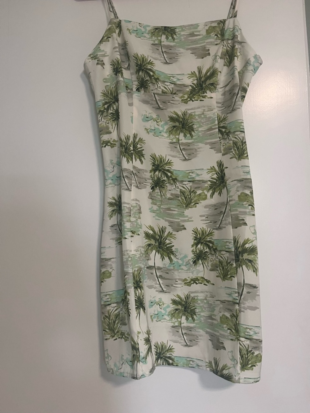 Forever 21 Tropical Palm Tree Mini Dress Green Coastal Summer vibes
